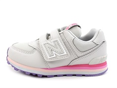 New Balance gray matter/signal pink 574 sneaker
